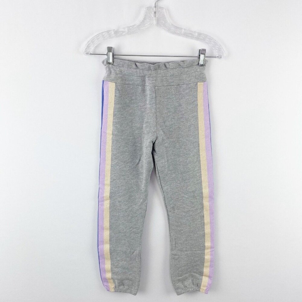 Wildfox Kids Jogger Pants Size M 7/8 Gray Sweats with Racing Stripes New